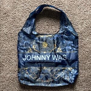 Johnny Was Navy and Gold Patterned Tote